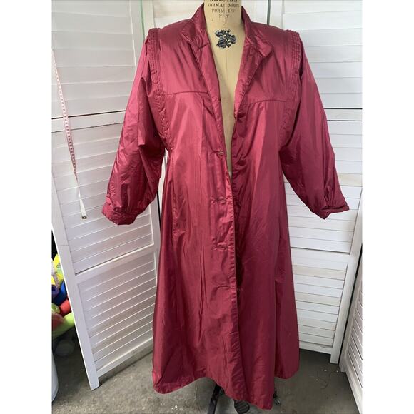 Vintage 80s Women’s Rain Trench Coat Pink Removable Quilt Lined Sz Small Korea - Picture 1 of 12